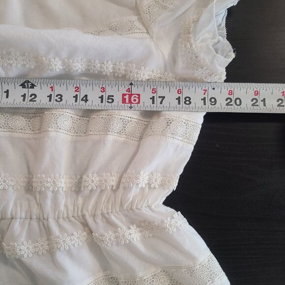 J.Crew Puff Sleeve Daisy Chain Dress White Cotton Cottagecore Feminine Ruffled 6 - Picture 4 of 11